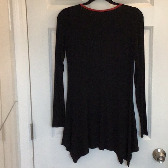 Patricia Luca Size S long sleeve dress NWOT Black, Grey, with Red textured trim - Picture 4 of 4
